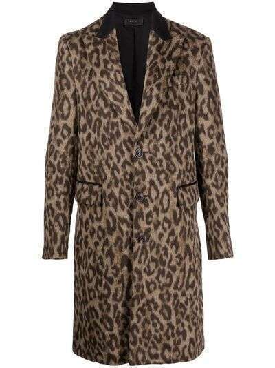 AMIRI однобортное пальто с леопардовым принтом