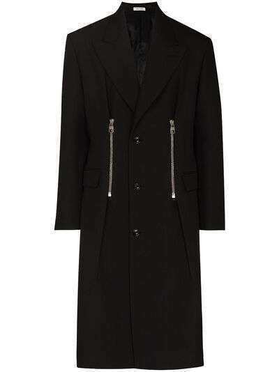 Alexander McQueen однобортное пальто с молниями