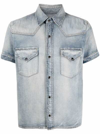 Saint Laurent джинсовая рубашка с эффектом потертости