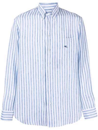 ETRO button-down stripe-print linen shirt