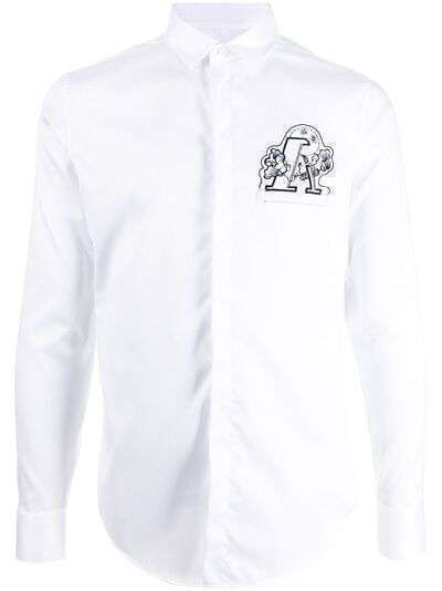 Emporio Armani рубашка с нашивкой-логотипом
