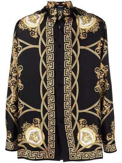 Versace шелковая рубашка с принтом Baroque