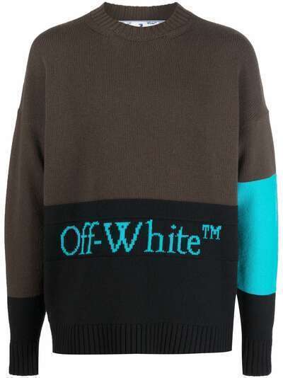 Off-White colour-block logo intarsia jumper