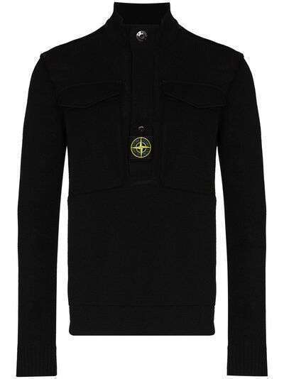 Stone Island толстовка с высоким воротником и нашивкой-логотипом