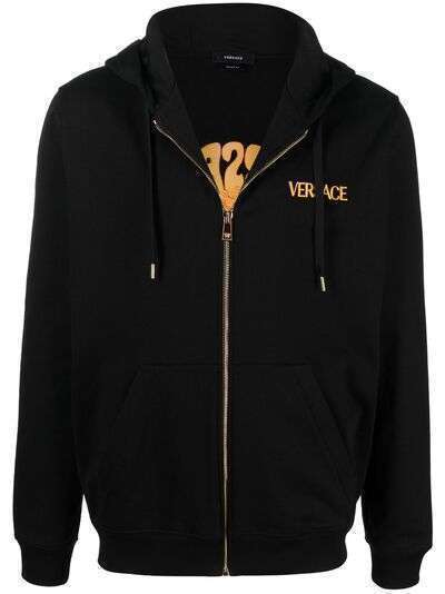 Versace худи на молнии с вышитым логотипом