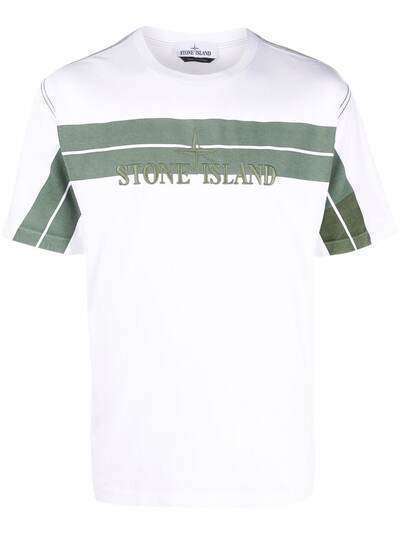 Stone Island logo-embroidered striped T-shirt