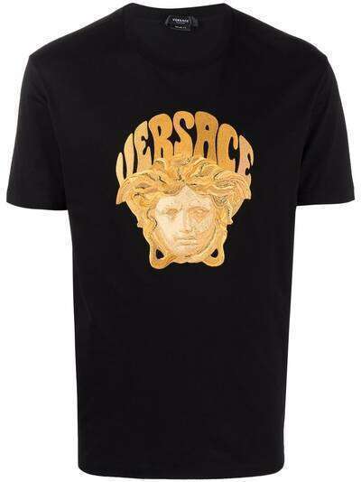 Versace футболка с вышивкой Medusa