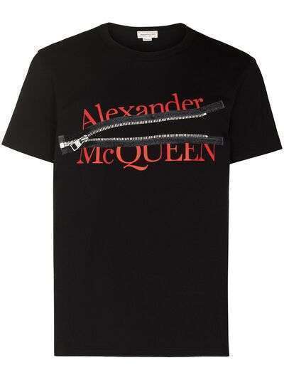 Alexander McQueen футболка на молнии с логотипом