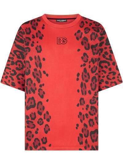 Dolce & Gabbana футболка оверсайз с леопардовым принтом