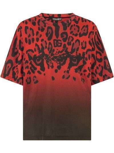 Dolce & Gabbana футболка с леопардовым принтом и логотипом