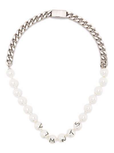 VTMNTS logo-print pearl necklace