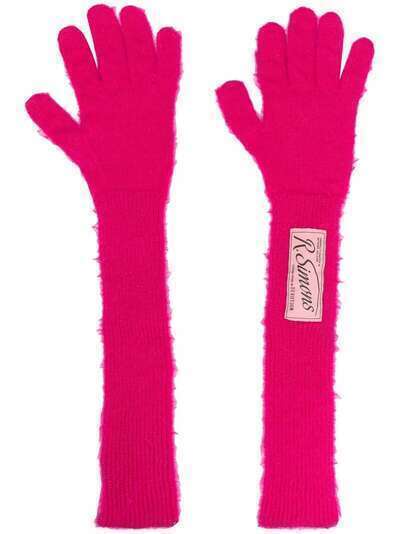 Raf Simons шерстяные перчатки с нашивкой-логотипом