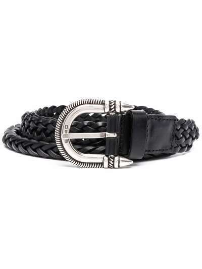 ETRO braided leather buckle belt