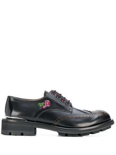 Alexander McQueen туфли на шнуровке с цветочной вышивкой 586189WHQSE