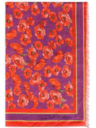 Dolce & Gabbana шарф с цветочным принтом и бахромой