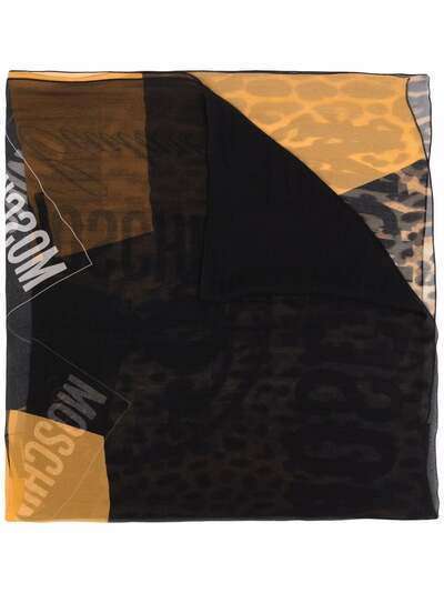 Moschino шарф с леопардовым принтом и логотипом