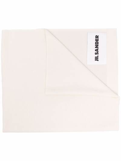 Jil Sander шарф тонкой вязки с нашивкой-логотипом