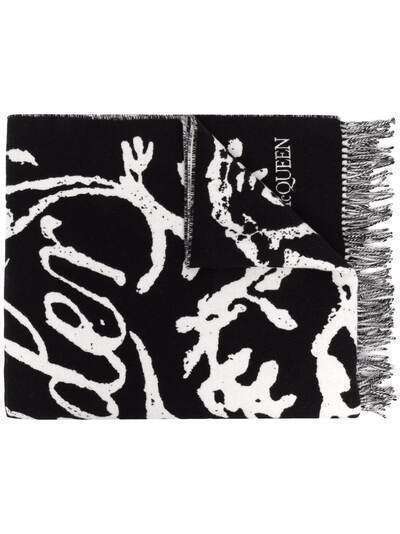Alexander McQueen шарф с бахромой и логотипом