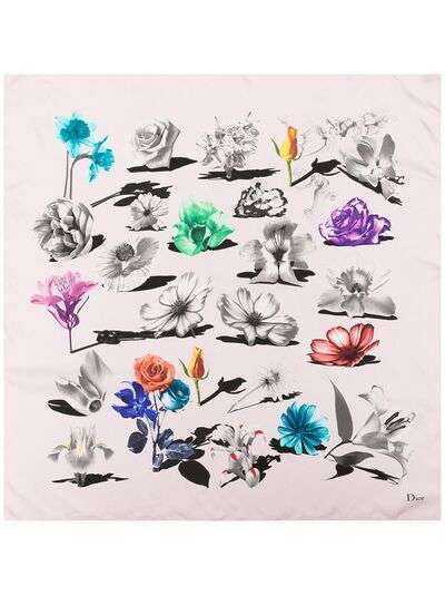 Christian Dior шелковый платок pre-owned с цветочным принтом