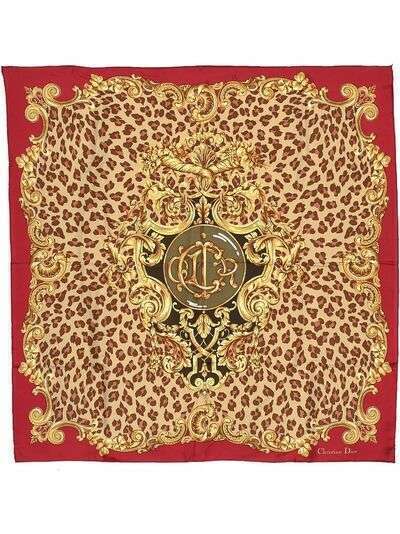 Christian Dior шелковый платок pre-owned с леопардовым принтом
