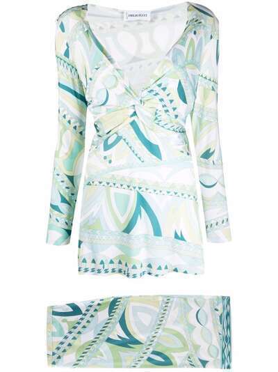 Emilio Pucci Pre-Owned комплект из блузки и юбки с абстрактным принтом
