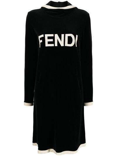 Fendi Pre-Owned платье 1990-х годов с капюшоном и нашивкой-логотипом