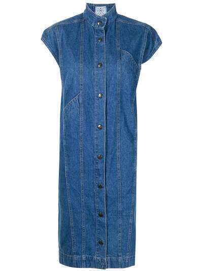 Fendi Pre-Owned джинсовое платье-трапеция с короткими рукавами