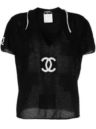 Chanel Pre-Owned кашемировый топ 2001-го года с принтом CC