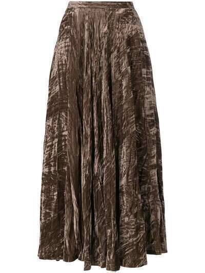 Yves Saint Laurent Pre-Owned бархатная юбка макси с жатым эффектом