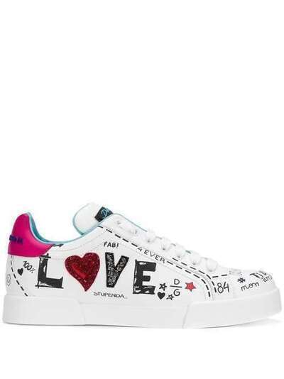 Dolce & Gabbana кроссовки 'Love' с принтом в стиле граффити CK1545AU886