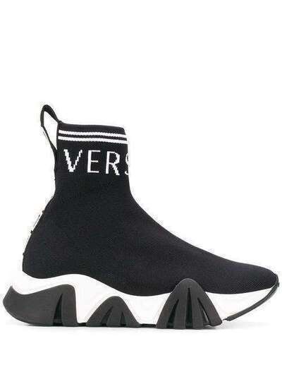 Versace кроссовки-носки с логотипом DST236GDCALVG
