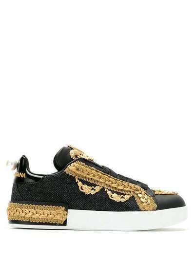 Dolce & Gabbana декорированные кроссовки на шнуровке