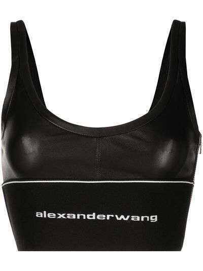 Alexander Wang кожаный бюстгальтер-бралетт с логотипом