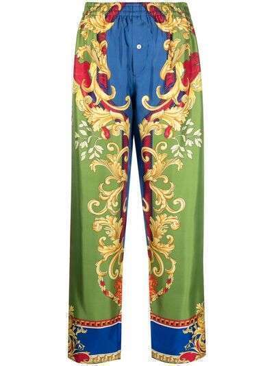 Versace шелковые брюки с узором Baroque