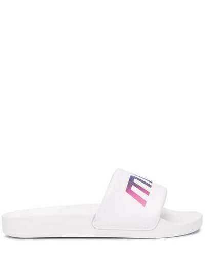 MISBHV fluorescent logo print slip-on slides 020BU105WLREFLEXPINK