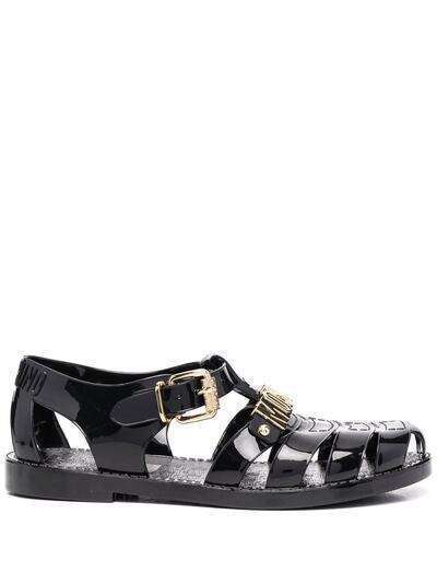Moschino logo buckled jelly sandals