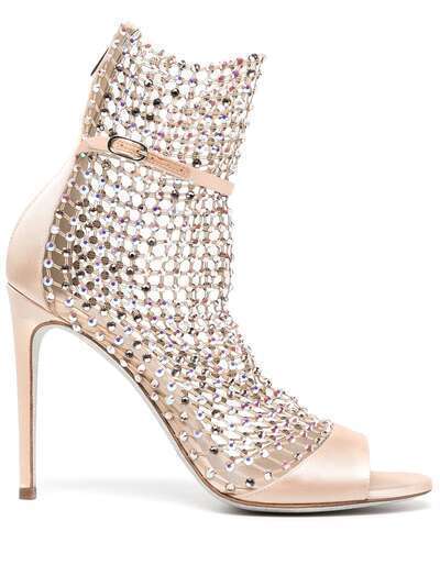 René Caovilla 105mm crystal-embellished mesh sandals