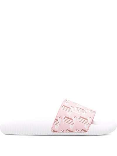 LANVIN monogram logo-print open-toe slides