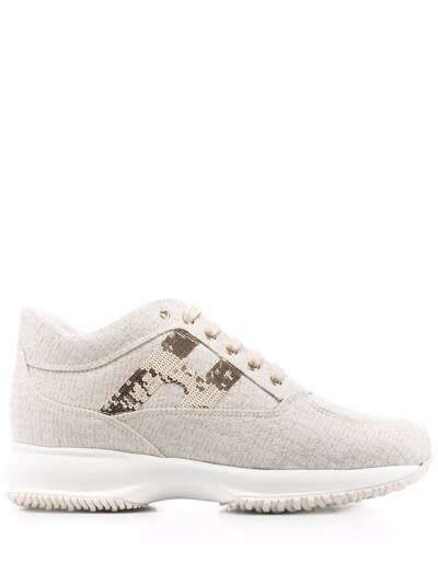 Hogan logo-patch lace-up sneakers