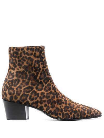 Saint Laurent ботинки с леопардовым принтом