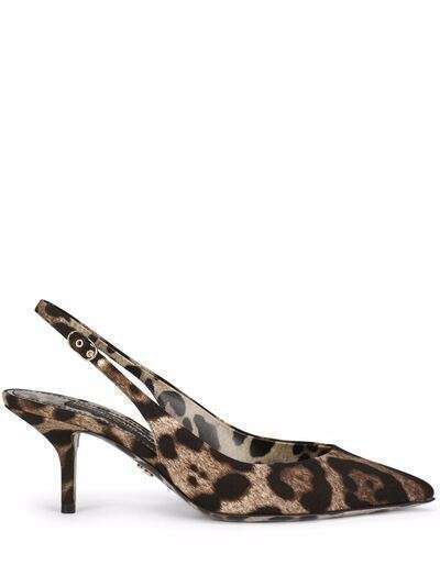 Dolce & Gabbana туфли с ремешком на пятке и леопардовым принтом