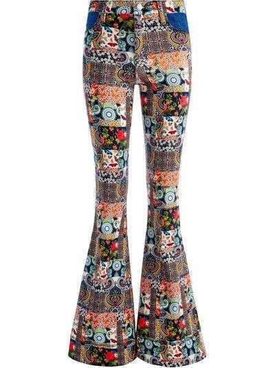 Alice+Olivia patchwork-print flared trousers