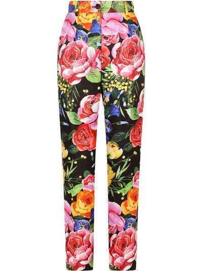 Dolce & Gabbana брюки с завышенной талией и цветочным принтом