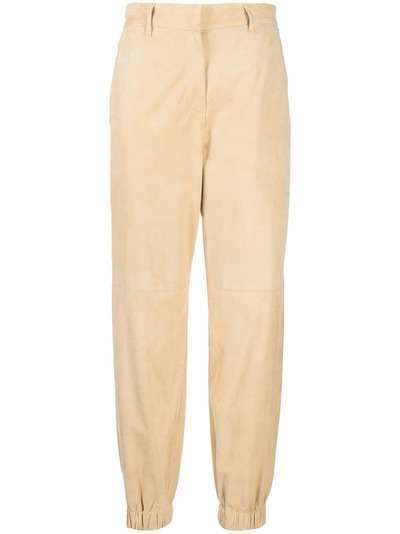 Brunello Cucinelli кожаные брюки с манжетами