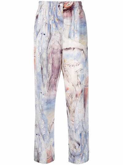 Alexander McQueen шелковые брюки William Blake Dante с принтом