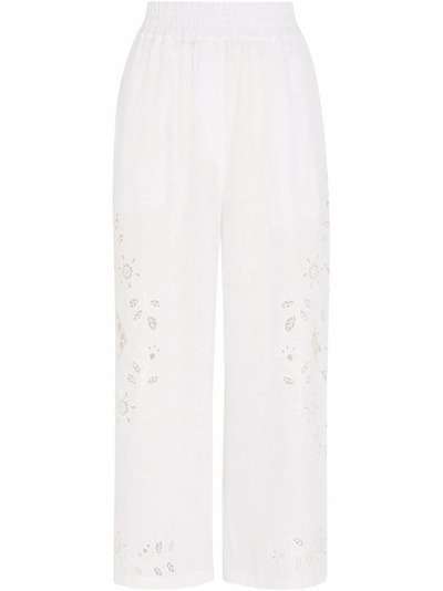 Dolce & Gabbana укороченные брюки с цветочной вышивкой