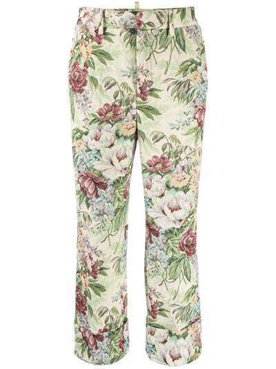 Dsquared2 укороченные брюки с цветочным принтом