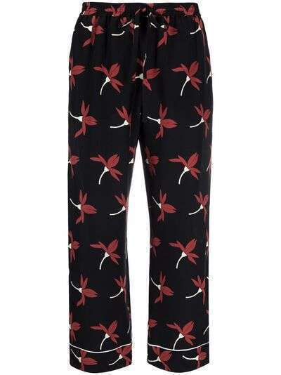 Valentino укороченные брюки с цветочным принтом