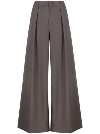 Closed high-waisted wide-leg trousers