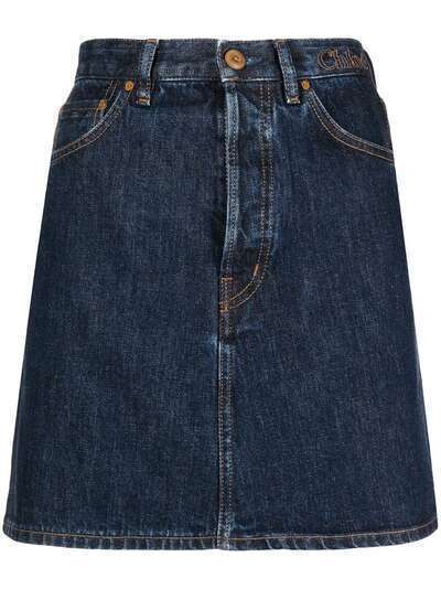 Chloé джинсовая юбка с карманами